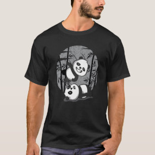 Camiseta Luta Pandas Chineses Bamboo Comendo Animais