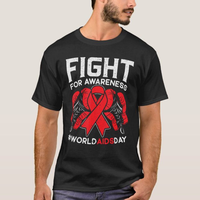 Camiseta Luta Pela Consciência Da Hiv Aids Red Ribbon Disab (Frente)