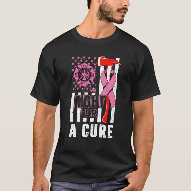 Camiseta Luta Por Um Bombeiro Cura Cancer De Bandeira Dos E (Frente)
