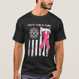 Camiseta Luta Por Um Cancer De Mama De Bombeiros De Bandeir