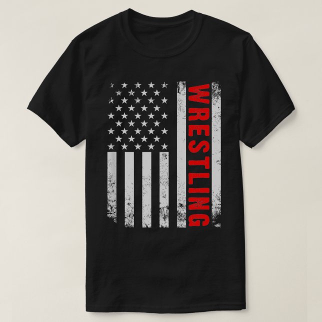 Camiseta Luta Vintage American Flag USA Cote Wrestler (Frente do Design)