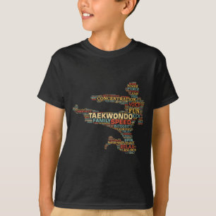 Camiseta Lutador de Artes Marciais de Taekwondo Palavras de