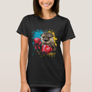 Camiseta Lutador de Boxe Amante de Lontra Luvas de Boxe Kic