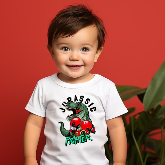 Camiseta Lutador de Boxe Infantil T-Rex Jurássico  (Criador carregado)