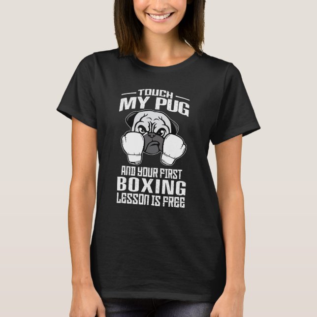Camiseta Lutador de Boxe Primeira Aula de Boxe é Grátis par (Frente)