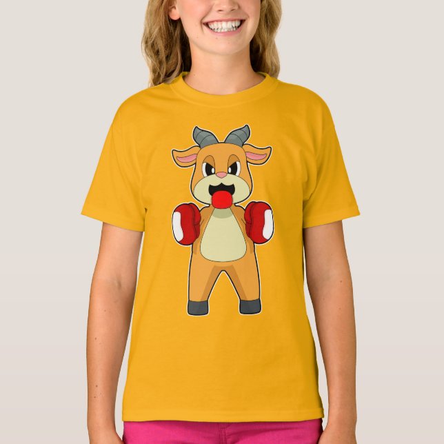Camiseta Lutador de cabra Luvas de boxe Boxe (Frente)