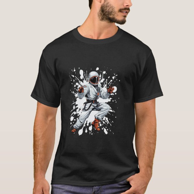 Camiseta lutador de karatê astronauta judô (Frente)