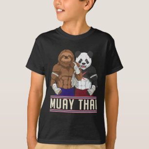 Camiseta Lutador de Muay Thai Sloth Panda Kickboxing