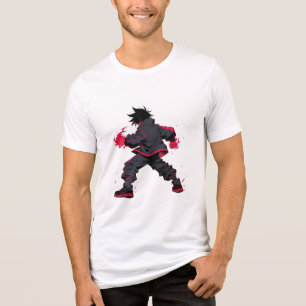 Camiseta Lutador de Rua Anime Sombrio com Poder de Energia