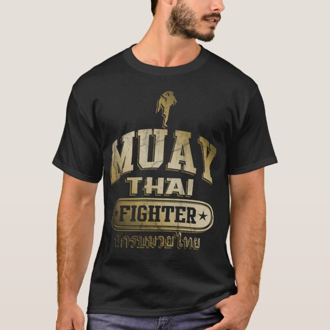 Camiseta Lutador tailandês Dourado de Muay (Frente)