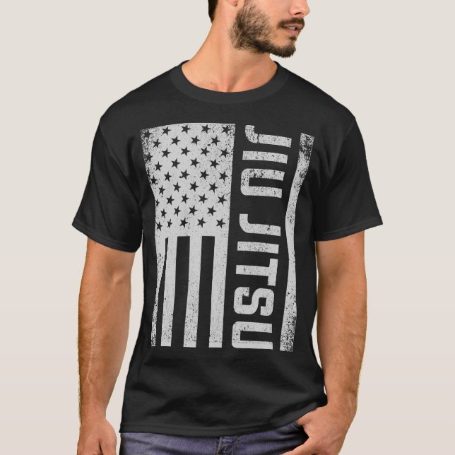 Camiseta Lutando a bandeira americana de Jiu Jitsu do (Frente)