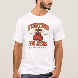 Camiseta Lutando por Jesus Boxe Cristão Gráfico