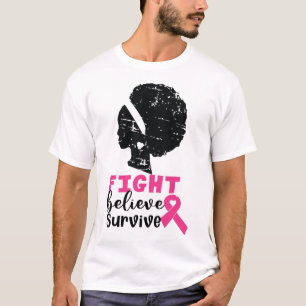 Camiseta Lutar Acreditem Sobreviverem Negras Cancer G