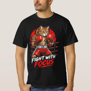 Camiseta Lutar Com Foco Caixa de Boxeador Engraçado Gato Lu