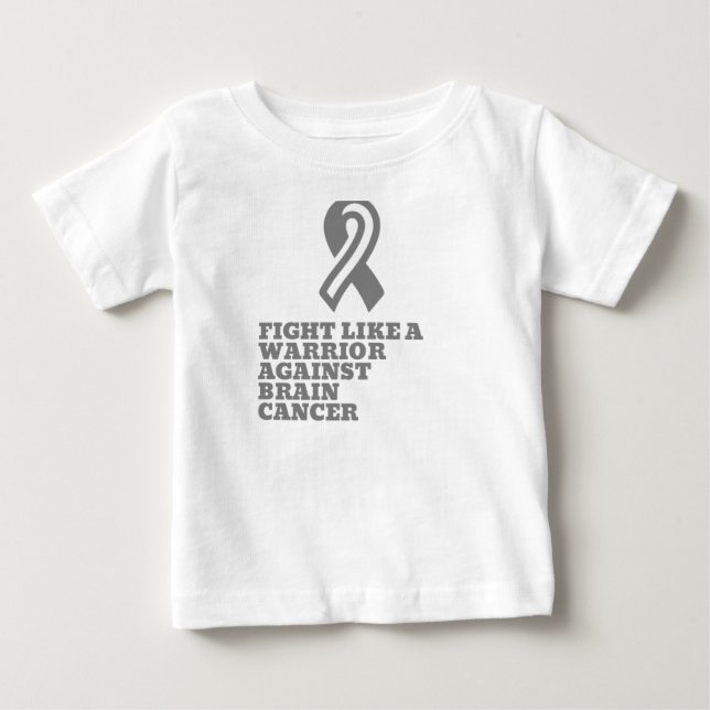 Camiseta lutar como um guerreiro contra o cancer cerebral (Frente)