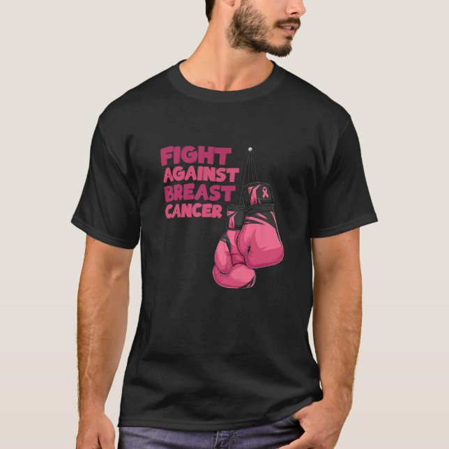Camiseta Lutar contra as luvas de Mês de consciência do cân (Frente)
