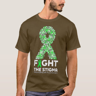 Camiseta Lute Contra A Saúde Mental Da Flor Verde Do Estigm