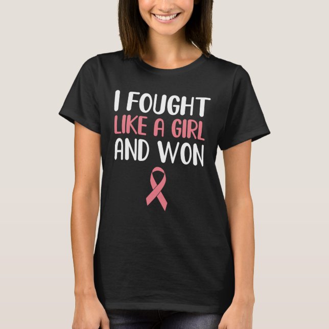 Camiseta lutei contra o cancer uterino e ganhei sobrevivent (Frente)