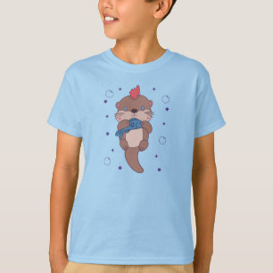 Camiseta Lutra Marinha Punk Rock com Peixe   Arte Divertida