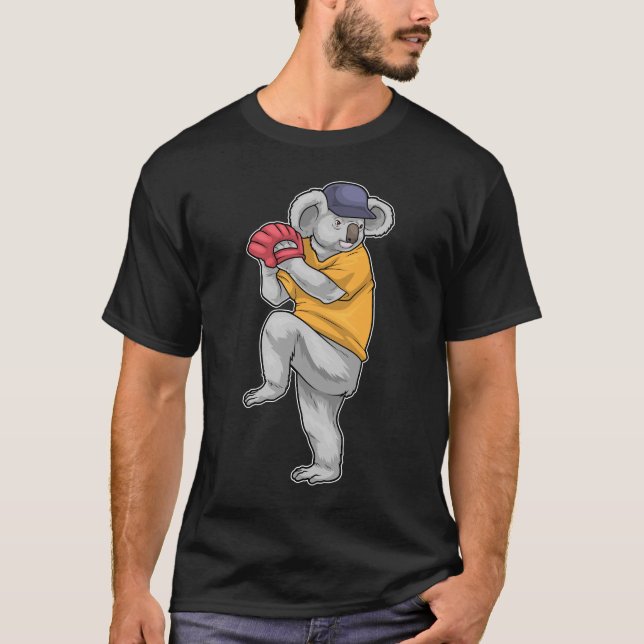 Camiseta Luva de beisebol Koala de beisebol (Frente)