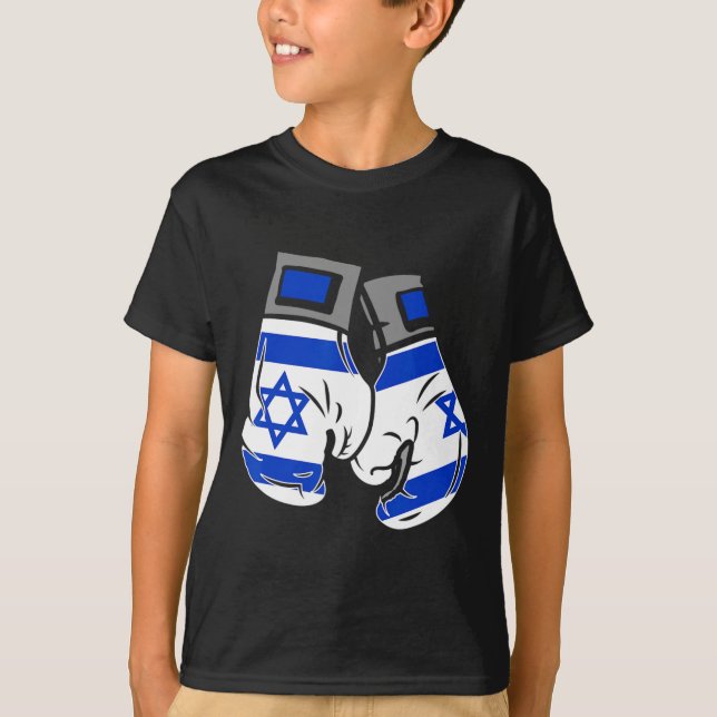 Camiseta Luva De Boxing Com Bandeira De Israel (Frente)