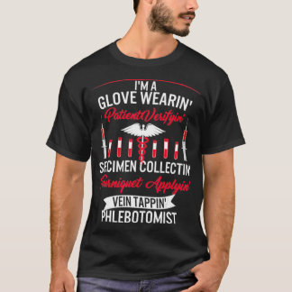 Camiseta Luva Flebotomista Vestindo Tapping da Veia do Paci