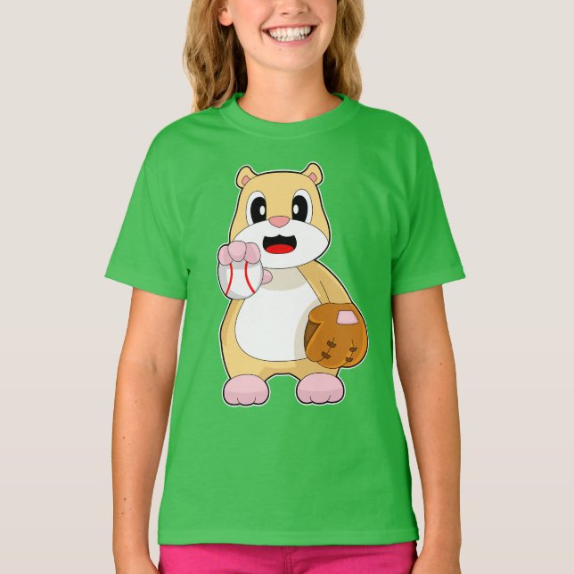 Camiseta Luvas de beisebol de hamster (Frente)