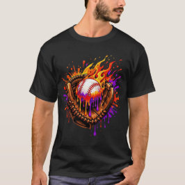 Camiseta Luvas de Beisebol em Chamas Drip