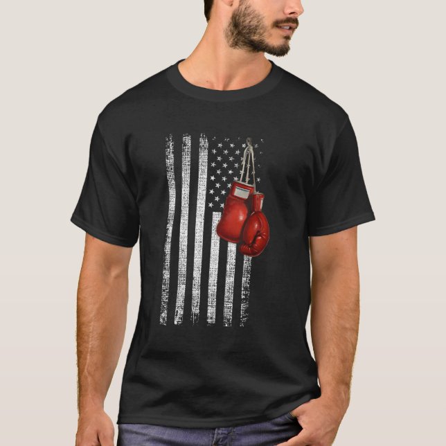 Camiseta Luvas de boxe - Bandeira dos Estados Unidos (Frente)