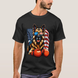 Camiseta Luvas de Boxe Cão Pastor Alemão Patriótico America