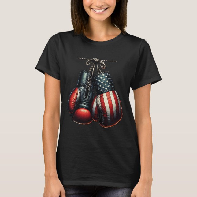 Camiseta Luvas de Boxe com Bandeira dos EUA para Treino de  (Frente)