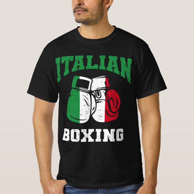 Camiseta Luvas de boxe de bandeiras italianas (Frente)