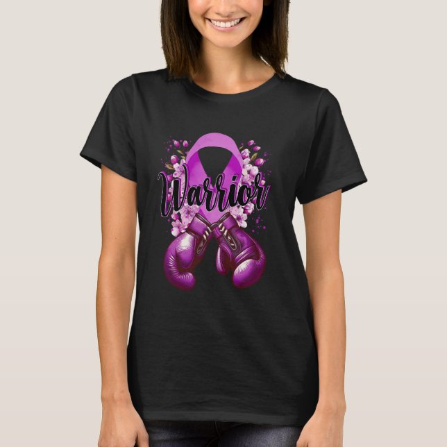 Camiseta Luvas de Boxe Guerreiro Conscientização sobre Viol (Frente)