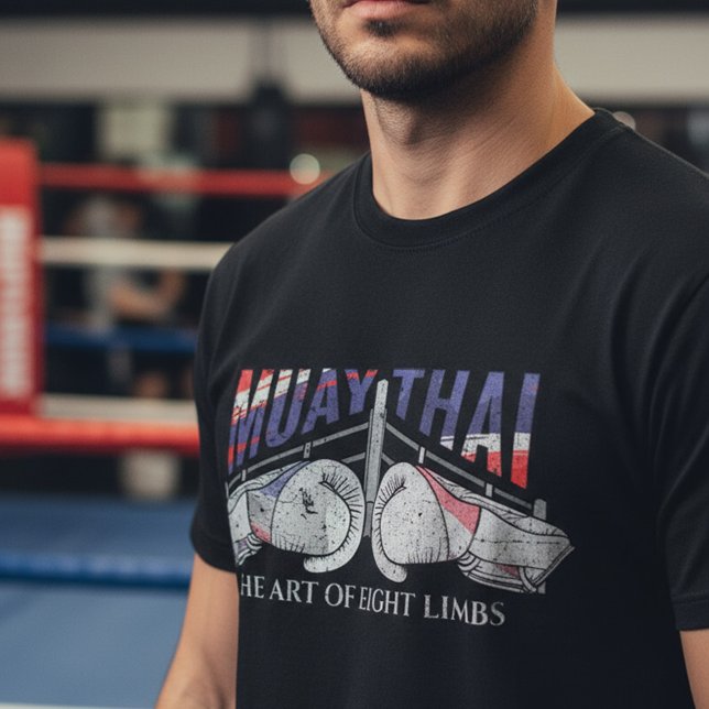 Camiseta Luvas de Boxe Muay Thai e Design de Ringue (Criador carregado)