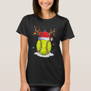 Camiseta Luvas de softball de Natal Chapéu de Papai Noel Re