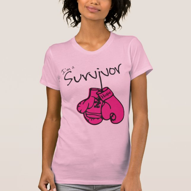 Camiseta Luvas do sobrevivente do cancro da mama (Frente)
