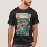 Camiseta Luxembourg Landscape Illustration Travel Art Retro<br><div class="desc">Luxembourg retro vector travel design. Luxembourg,  the heart of Europe,  is a small yet stunning country known for its medieval fortresses,  scenic valleys,  and cosmopolitan capital.</div>