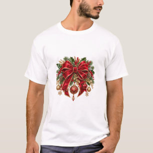 Camiseta Luxuoso Arco de Veludo Vermelho Natal Sempre Verde