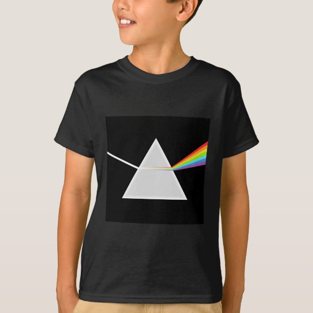 Camiseta Luz de dispersão de prisma em ROYGBIV (Frente)