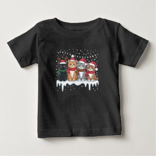 Camiseta Luz de Natal de Gato Rena Papai Noel Amante de Gat