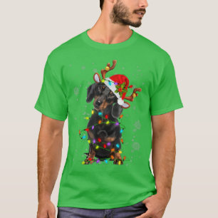 Camiseta Luz de Natal Funny Dachshund Rena de Natal