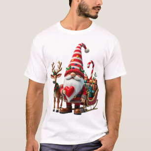 Camiseta Luz de Natal Gnome Papai Noel Montando Trenó Hi