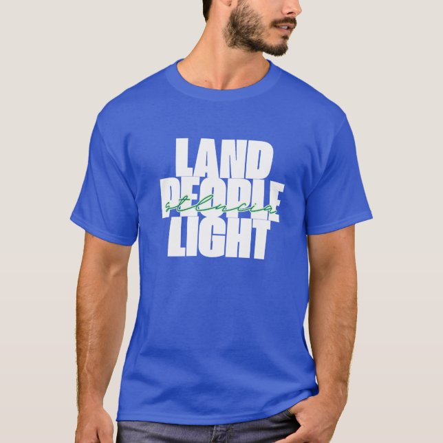 Camiseta Luz de Pessoas terrestres | Texto Branco e Verde d (Frente)