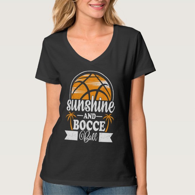 Camiseta Luz do Sol & Bola de Bocce Jogo de Boliche de Gram (Frente)