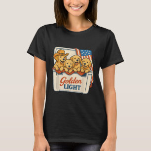 Camiseta Luz Dourada Golden Retriever Patriótico Bandeira D