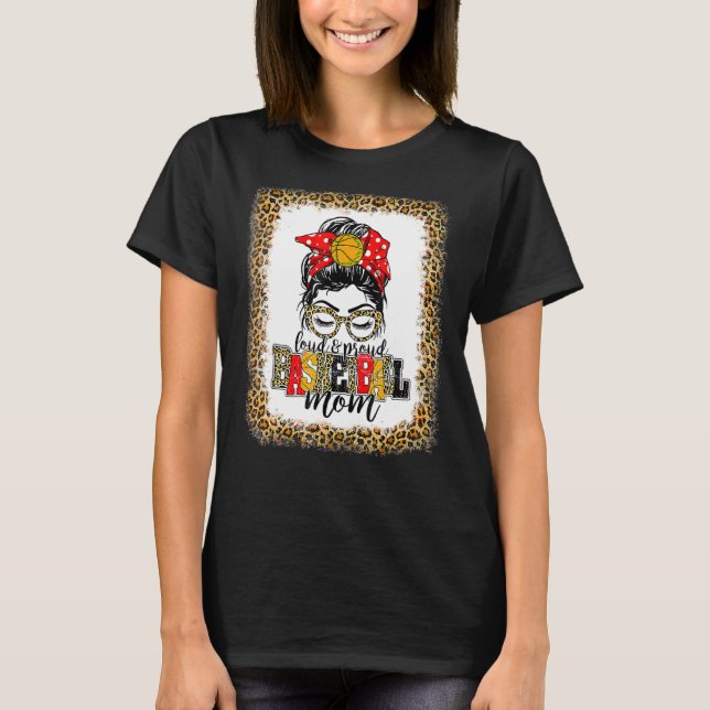 Camiseta Luz e Orgulho de Basquete Mãe Mensagem Bun Leopard (Frente)