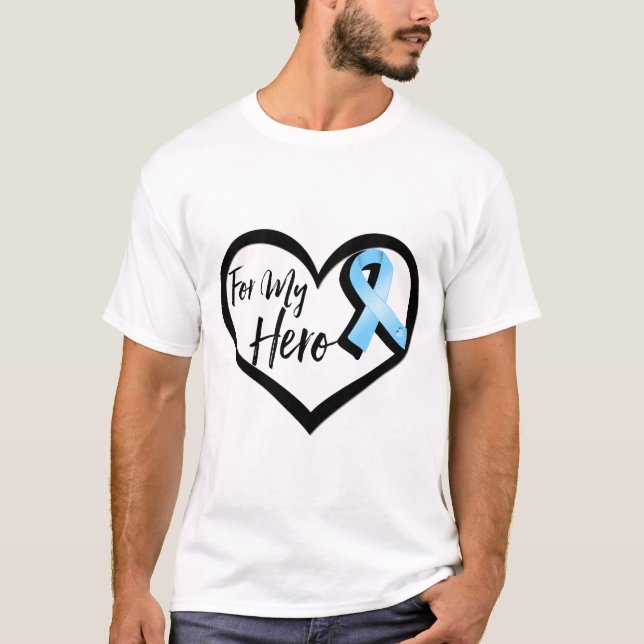 Camiseta Luz - fita azul da consciência para meu herói (Frente)