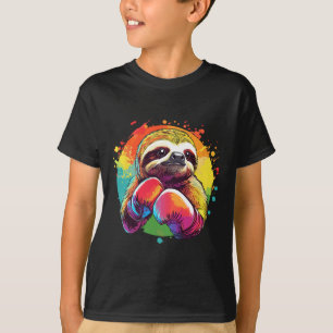 Camiseta Luz No Boxim Luvas Arco-Íris Fundo