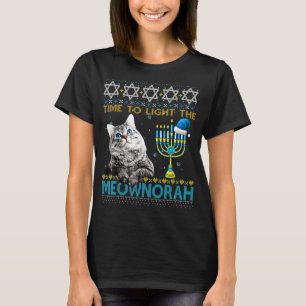 Camiseta Luz O Gato Judeu Meownorah Menorah Ugly Chanu