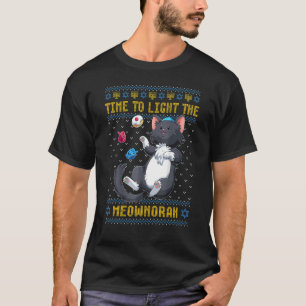 Camiseta Luz O Gato Judeu Meownorah Menorah Ugly Chanuk
